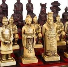 Copper Satue  Chinese 32 pieces chess set/box/Xian Terracota Warrior 2024 - buy cheap