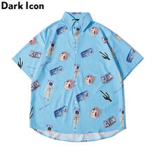 Dark Icon-camisa Astro de manga corta para hombre, camisa hawaiana de verano con cuello vuelto, color negro y azul 2024 - compra barato