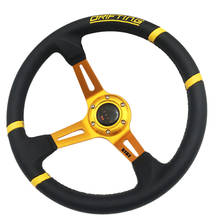Spceddy MCX Universal 14" (350mm) Drifting Steering Wheel PVC Leather Racing Sports Steering Wheel Gold Spoke MC20S02211-25 2024 - buy cheap