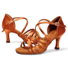 BDS211-zapatos de baile latino para mujer, calzado de satén de seda, de 7,5/5,5 cm, gran oferta 2024 - compra barato