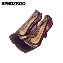 Square Toe Pumps High Heels 2021 Fashion Scarpin Luxury Brand Shoes Women Black Quality Mesh Thin Stiletto Size 4 34 Slip On 2024 - buy cheap