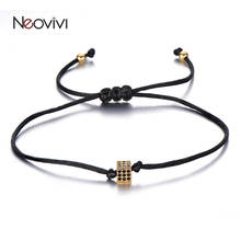 Neovivi Dice Bead Bracelet Mulheres Handmade Micro Pave Zircão Preto Praça Contas Corda Vermelha Corda Pulseiras para Homens Jóias DIY 2024 - compre barato