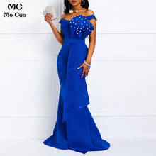 Royer Blue South African Mermaid Prom Dresses Long Evening Dress Elastic Satin Bow Off Shoulder Prom Gown Custom Made 2024 - buy cheap