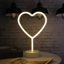 Креативный светодиодный неоновый светильник, настольная лампа в форме сердца, украшение для свадебной вечеринки, неоновая лампа, День Святого Валентина, домашний декор, ночник, подарок 2024 - купить недорого