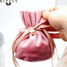 Bolsita de terciopelo de lujo con cordón, bolsa de regalo de caramelo y Chocolate, suministros para fiesta de boda, anillos, joyería, pulsera, bolsa, 1 Uds. 2024 - compra barato