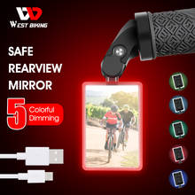 Espelho retrovisor para bicicleta west biking, espelho retrovisor ajustável com luz de advertência e rotação de 360 ° 2024 - compre barato
