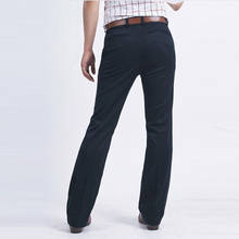Мужские брюки Цвет: черный темно-синий 2020 мужские деловые повседневные расклешенные брюки тонкие свободные брюки мужские корейские широкие брюки 2024 - купить недорого