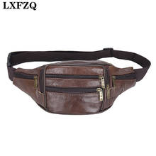 LXFZQ Fanny Pack Genuine Leather Mens Leather Fanny Pack Waist Bags Waist Bag Holographic Waist Purse Banana Bag Belt Pack Leg 2024 - buy cheap