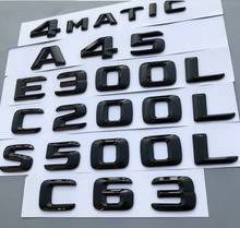 Número carta Emblema para Mercedes Benz AMG 4MATIC 4 A45 A260 C200L E300L S400L CLA200 Car Styling Trunk Logo Preto Brilhante 2014-16 2024 - compre barato