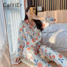 CAIYIER Oranges Pajama Set Women Cotton Nightwear Winter Christmas Clothes With Eye Mask Leisure Outerwear Sleepwear Night Suit 2024 - buy cheap