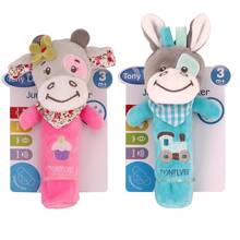 New born Baby Rattle Doll Hand Rattle Graping BB Stick Plush Cow Animal Doll Crib Bed Hanging Toy Length 17cm 2024 - buy cheap