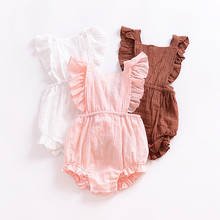 Newborn Infant Baby Girls Sweet Romper Solid Color Sleeveless Ruffles Princess Jumpsuit Baby Clothes Sunsuit Outfit 0-24M 2024 - buy cheap