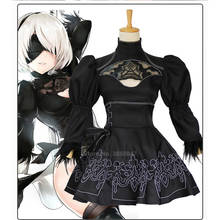 Dokidoki-sr game nier automata, fantasia de cosplay, sexy, jaqueta, 2b, vestido preto, peruca de halloween, traje de festa feminino 2024 - compre barato