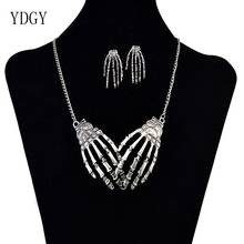 Bone Necklace Exaggerated Palm Neck Ornaments Fashion Alloy Necklace Halloween Punk Jewelry Decor For Women Lady 2024 - buy cheap