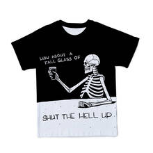 Camiseta de manga corta con cuello redondo para niño y niña, camisa de moda 3D, Punk Rock Skull Light Large, verano 2021 2024 - compra barato