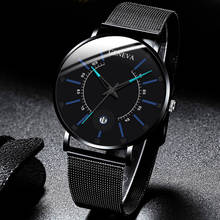 Dropshipping 2020 moda masculina calendário de negócios relógios preto aço inoxidável malha banda analógico relógio de quartzo relogio masculino 2024 - compre barato