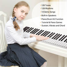 Teclado de piano eletrônico digital com 61 teclas, saída midi 128 tons 128 rítmas 14 músicas, programação de gravação e reprodução 2024 - compre barato