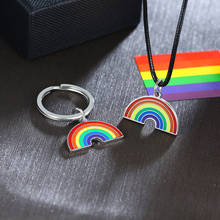 TOBILO 2022 New Colored Rainbow Pendants for Men Women Stainless Steel with Rope Chain LGBT Gay Leisbian Necklace Jewelry 2024 - buy cheap