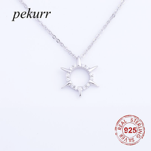 Pekurr 925 Sterling Silver Zircon Sunflower Sunshine Necklaces For Women Hollow Round Hoops Pendants Chain Fashion Jewelry 2024 - buy cheap