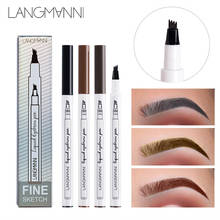 Langmanni-lápiz líquido para cejas, maquillaje de ojos marrón oscuro, potenciador de cejas de larga duración, resistente al agua, fácil de llevar, pluma de tatuaje Natural 2024 - compra barato