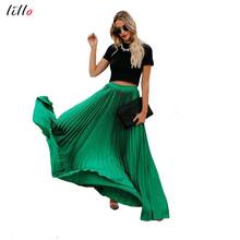 Free shipping high waist pleated half-length skirt 2019 new large size women's large swing skirt fashion wild beach skirt summer 2024 - buy cheap