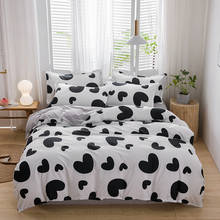 Juego de ropa de cama con estampado de vaca y corazón, edredón con dibujos animados de lujo, tamaño King, Queen y Twin Size, ropa de cama, regalo, color blanco y negro 2024 - compra barato