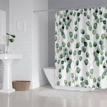 Shower Curtain Watercolor Green Floral Eucalyptus Round Leaves Pattern Branches Home Bathroom Decor Polyester Fabric Waterproof 2024 - buy cheap