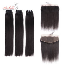 Mechones de pelo liso Super doble dibujado con encaje Frontal transparente 13*4 Arabella, cabello virgen 100% cabello humano tejido 2024 - compra barato