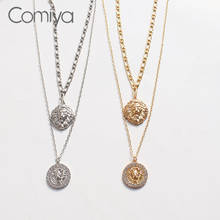 Comiya Indian Necklace For Women Gold Silver Color Double Layers Lions Pendant Femme Fashion Crystal Collare Korean Necklaces 2024 - buy cheap