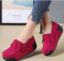Women Genuine Leather Flats shoes Platform Loafers Woman Creepers Lace Up Driving Thick-bottomed fringe tie Female Casual Shoes 2024 - buy cheap