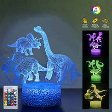 Luz de noche LED 3D para niños, lámpara de escritorio de mesa de noche con Control remoto y táctil de dinosaurio, 16 colores, regalo de cumpleaños, decoración 2024 - compra barato