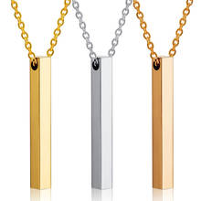 Fashion simple new long rectangular men's pendant necklace stainless steel chain necklace men's and women's jewelry 2024 - buy cheap