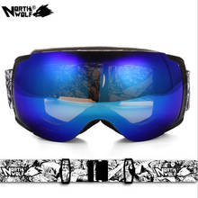 North wolf óculos de esqui unissex, profissional, anti-neblina, dupla, proteção uv400, esportes de neve, ski, snowboard 2024 - compre barato