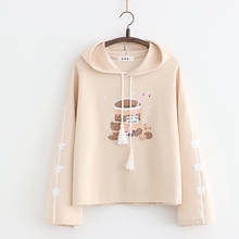 Harajuku Bear Printed Soft Girls Hoodies Japanese Kawaii Long Sleeve Casual Women Sweatshirt Female Cute Loose Soft Pullover 2024 - buy cheap