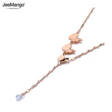 JeeMango Trendy Stainless Steel CZ Crystal Butterfly Animal Necklaces For Women Bohemia Style Charm Pendant Necklace JN19216 2024 - buy cheap