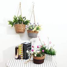 Flower Pots Hanging Planter Rattan-like Basket Round Rope Plant Holder Hanging Flower Pot Planter Woven Storage Basket Home Dec 2024 - buy cheap