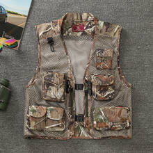 Colete camuflado masculino, colete de malha respirável de secagem rápida com muitos bolsos para pesca, escalada, acampamento, fotografia 2024 - compre barato