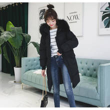 Down cotton jacket, female winter thick, long section, Korean version, knee-padded coat, bread service A413 2024 - buy cheap