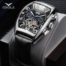 ONOLA top luxury Brand Automatic Mechanical Men Watch 2021 Tourbillon tonneau leather Fashion Business watch relogio masculino 2024 - buy cheap