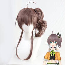 YouTuber Natsuiro Matsuri Cosplay Wig Hololive Brown Curly Synthetic Hair Chip Ponytail + Wig Cap 2024 - buy cheap