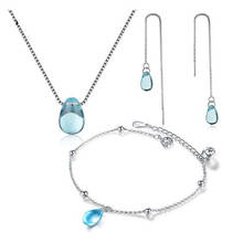 3 Styles 925 Sterling Silver Jewelry Sets Blue Crystal Water Drop Tears Necklace+Earrings+Bracelet For Women Gift 2024 - buy cheap