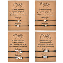 2pcs/set Heart Star Compass Charm Bracelets One for you one for me Black String Braiding Couple Bracelet for Men Women Wish Card 2024 - buy cheap