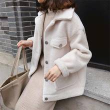 2020 Fashion women faux furry jacket coat Chic Autumn Winter Thick warm faux cashmere jackets coat Solid collar buttons outwear 2024 - buy cheap