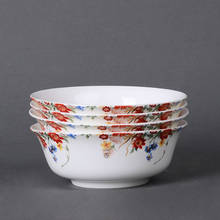 4pcs, 6inch, gilded banding rose flower painting, bone china soup bowl set, decorative ceramic salad bowl, bowl for soup serving 2024 - buy cheap