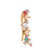 1PC Woman's Earrings Simple Zircon Ear Bone Clips Pink Crystal Stone Ear Cuffs Aesthetic Rhinestone Earlobe Clips Jewelry 2024 - buy cheap