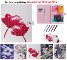 Capa para samsung galaxy tab a 8 "flores e rosa 3d, capa de tablet com 8.0, tamanhos t290 e t295 para meninas e mulheres, para presente 2024 - compre barato