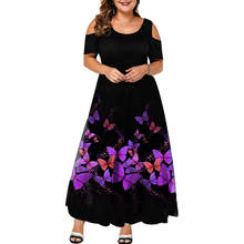 2021new размера плюс 7XL вечернее платье вечерние летние Макси женское платье большого размера женские короткий рукав с цветочным принтом элегантные подарки 2024 - купить недорого