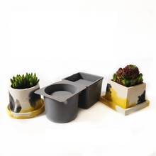 Molde de concreto feito à mão sqaure resina redonda planta molde suculento plantas molde de silicone vaso de flores diy arte artesanato 2024 - compre barato