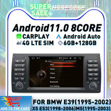 Автомобильный DVD-плеер Carplay, 8 дюймов, DSP, Android 10,0, 4 Гб + 64 ГБ, навигация GPS, Авторадио для Bmw X5 E53/5 серии E39/M5, радио, стерео, 4G LTE 2024 - купить недорого