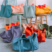 Sacola de lona feminina com grande capacidade, sacola de compras em cores doces, bolsa de mão casual para praia 2024 - compre barato